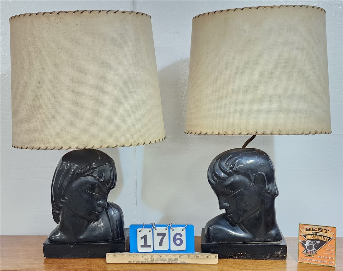 Pr Deco Figural Table Lamps Sgnd Kupur 27" (1 of 2)