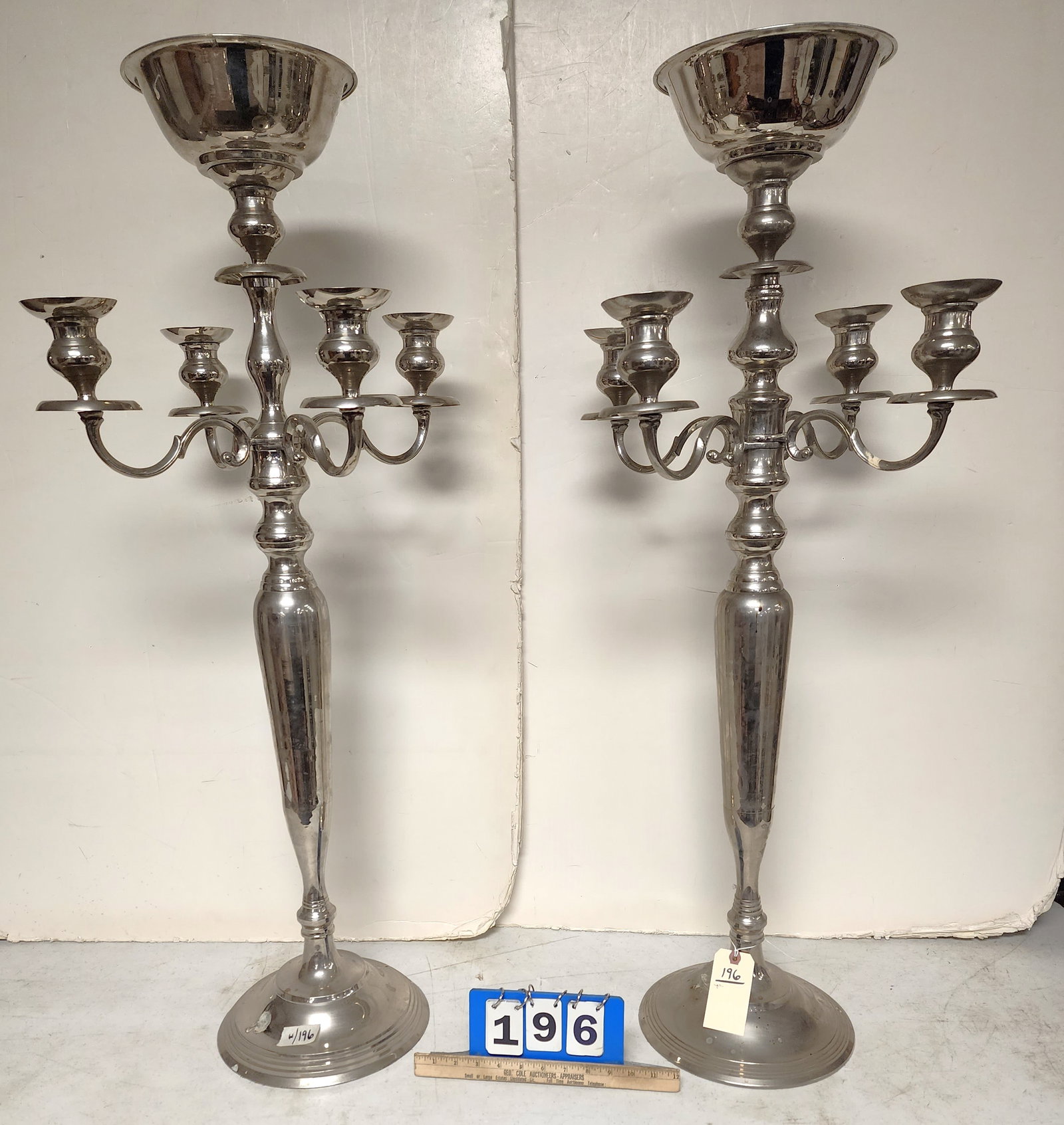 Pr. Metal Candleabras 41 1/2": Pr. Metal Candleabras 41 1/2"