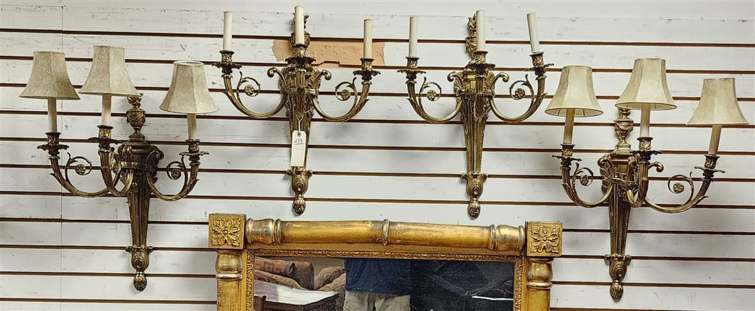 Set 4 Cast Bronze 3 Light Sconces 22"H X 18"W (1 of 3)