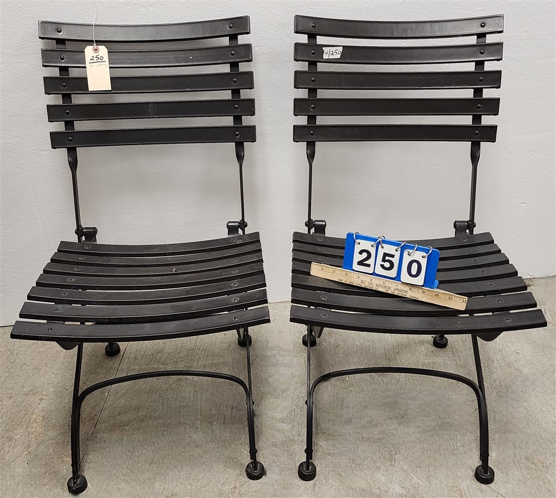 Pr. Heavy Metal Folding Chairs 33"H X 18"W X 15"D (1 of 4)