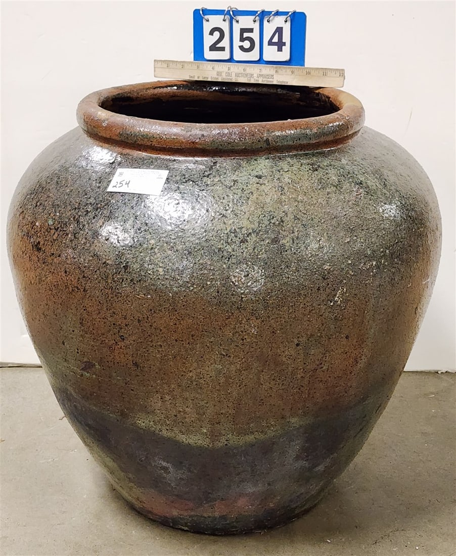 Cambodian Glazed Pottery Vase 23"H X 24"Diam. (1 of 5)