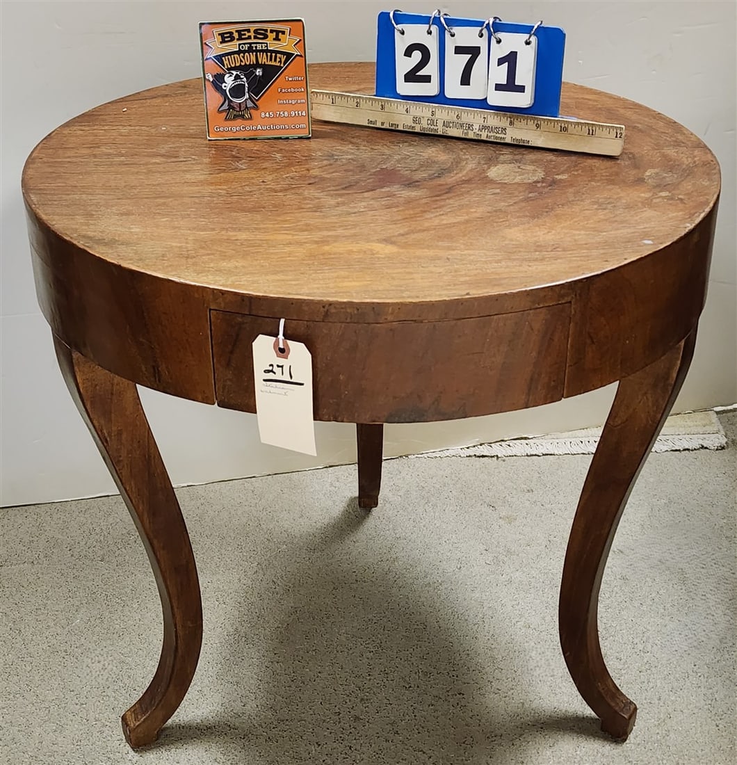 Italian Walnut 1 Drawer side Table 22"H X 24 1/2"D for Bloomingdales (1 of 5)