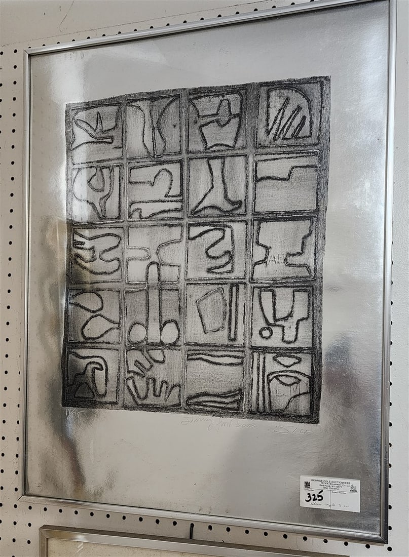Framed Litho on Silver Paper 18/25 Abstract "Jonny Jam Ramses" sgd. Sica (Marilyn Sica) 25 1/2" X 19 (1 of 2)