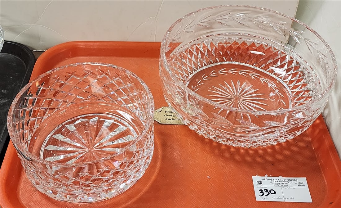 Tray 2 pc. Waterford Trifle Bowls 4"H X 10"diam 3 3/4"H X 7" diam (1 of 8)