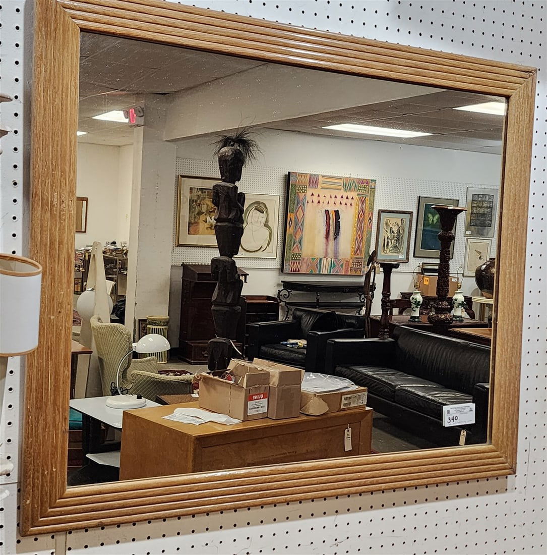Pr. Mid Century Oak Framed Mirrors 32" X 38" (1 of 2)