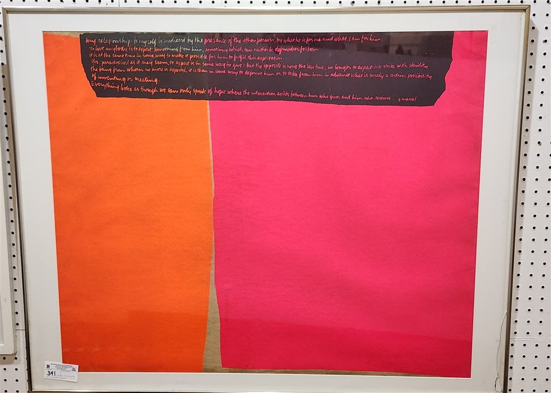 Framed Seriograph "Only Speak of Hope" Pencil Sgnd. Sister Mary Corita Kent 28 1/2" X 34 1/2 w/ (1 of 2)