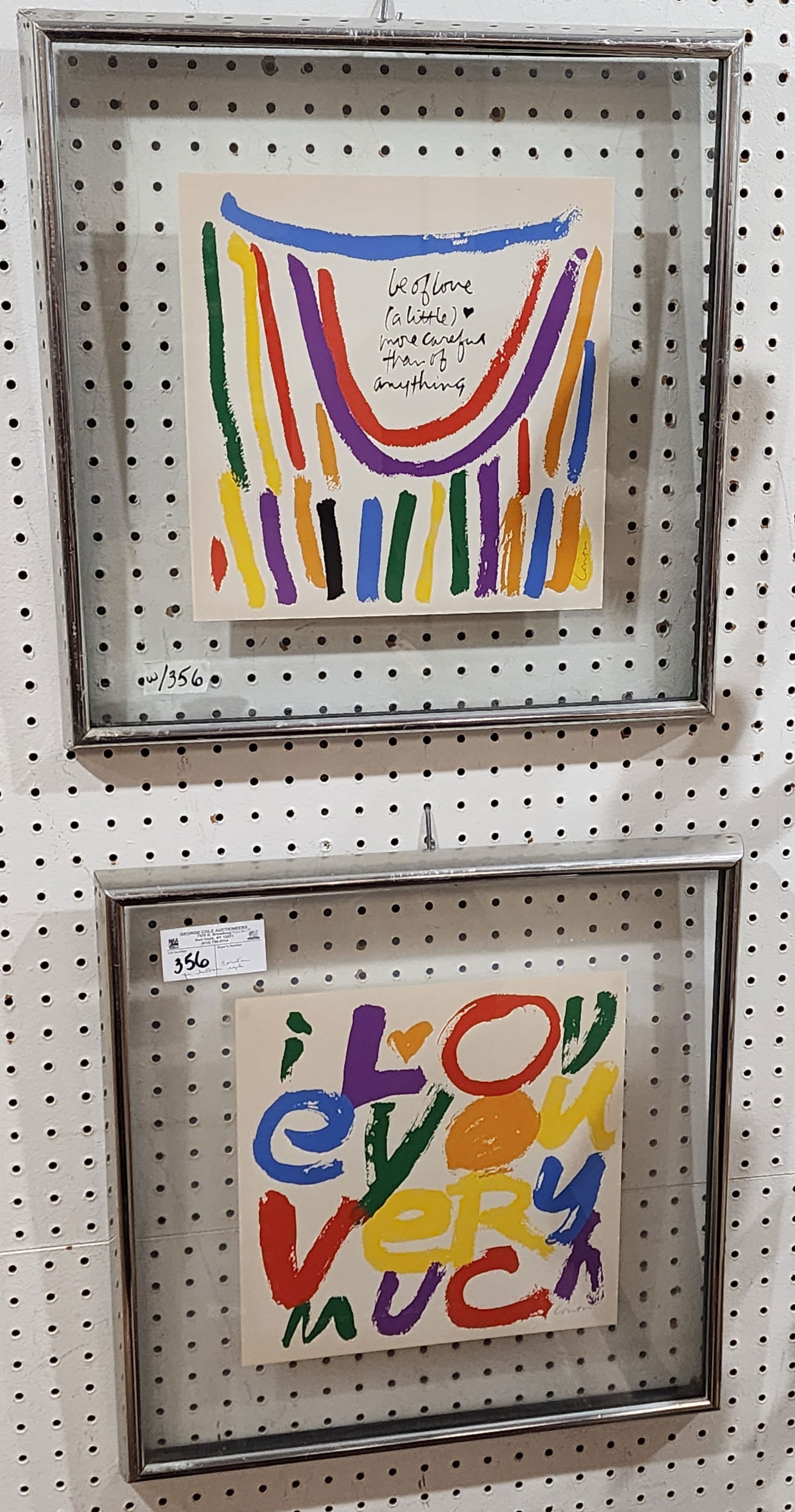 Pr. Framed Lithos sgnd. Corita (Sister Mary Corita Kent) 11 1/2" Sq W/ Frame 18 1/2" Sq (1 of 3)