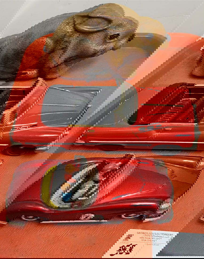 Tray Toys- 50's Tin Japan Buick 3 1/2"H X 11"L 4"D, China Voiture DeCour MF 763 + 30's Celluloid (1 of 4)