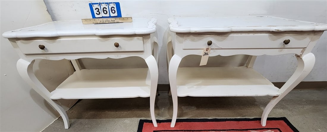 Pr. Ptd. 1 Drawer Marble Top End Stands 28"H X 31"W X 20 1/2"D (1 of 3)