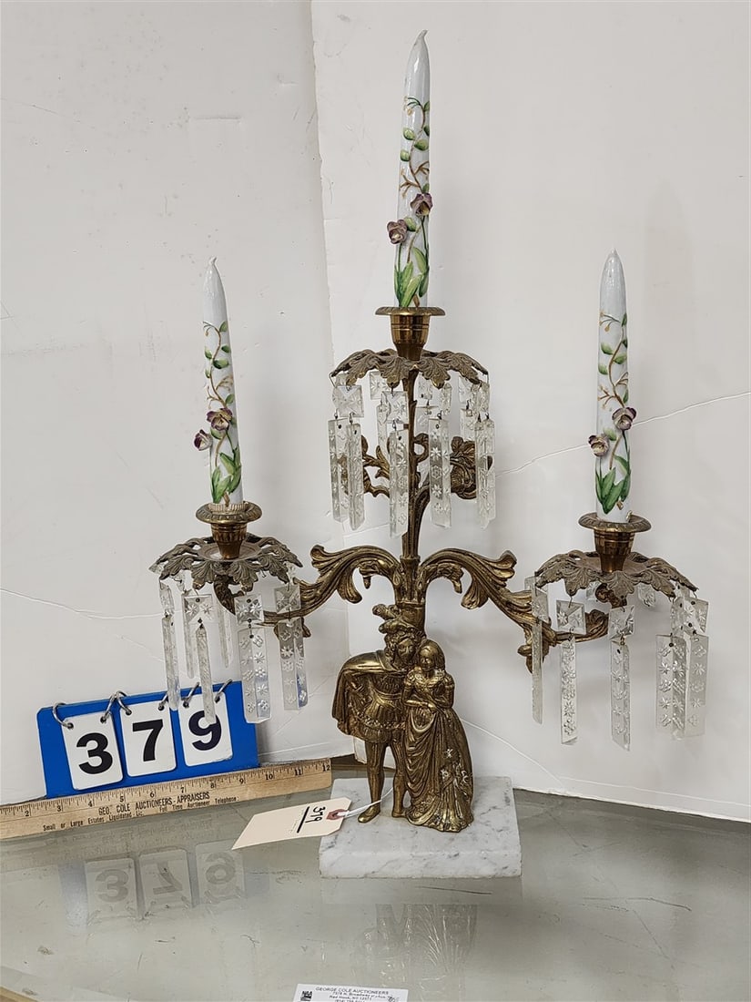 19th C Cast Bronze Girandole 17"H X 15"W: 19th C Cast Bronze Girandole 17"H X 15"W