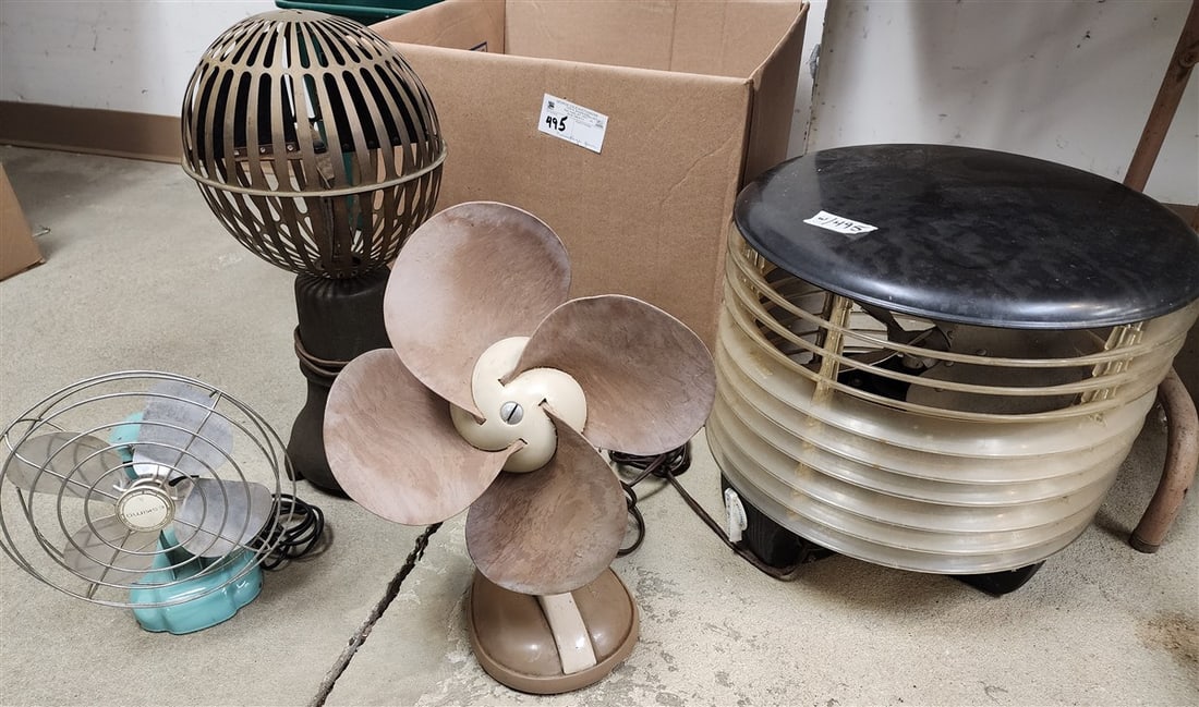 BX Vintage Fans Samson Safe-Flex Eskimo, Welch Air Flight + Cast Iron 30's Savory Aerator Bankers (1 of 2)