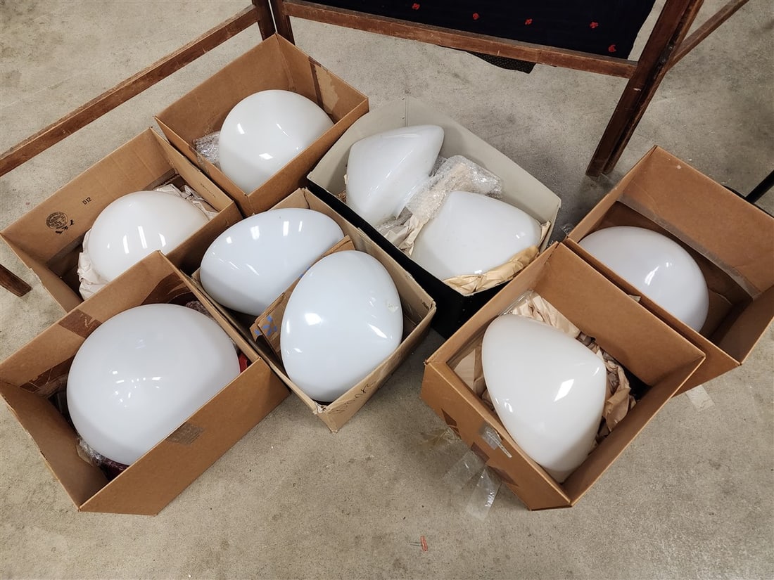 Lot 9 Vintage Milk Glass Shades 9"H X 14" Diam. (1 of 2)