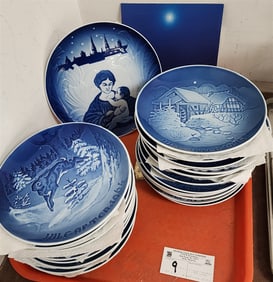 Tray 23 Bm + G Denmark Christmas Plates 1964-1984, 1986,  1988 + B + G Royal Copenhagen 1987