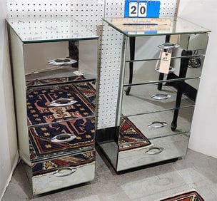 Lot 2 Mirrored Chests- 5 Drawer 31"H X 17 3/4"W X 12"D + 4 Drawer