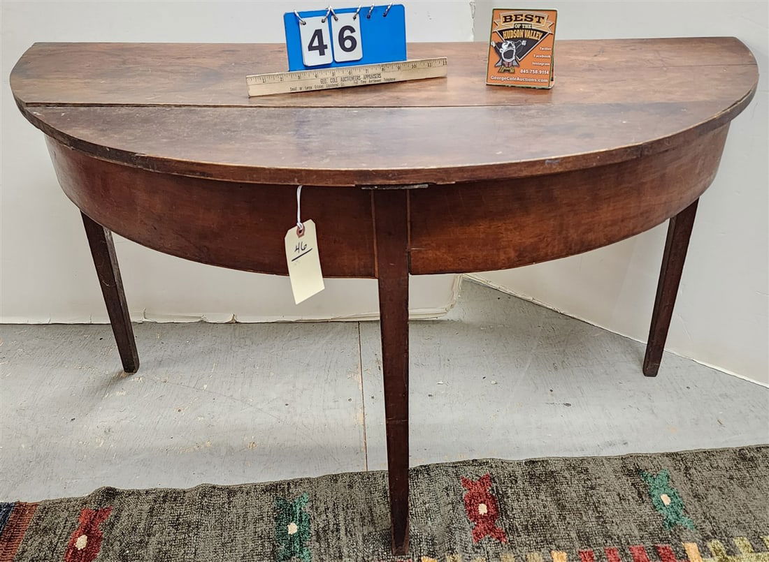 18th C Demi Lune Table 27"H X 47 1/2"W X 23 1/2"D (1 of 3)