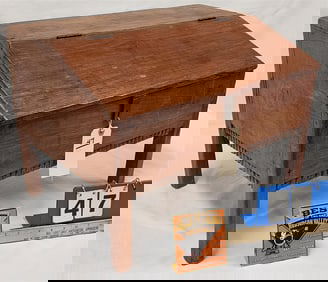 Teak Counter Top Slant Front Scribes Desk 14 1/2"H X 20 1/2"W X 15"D