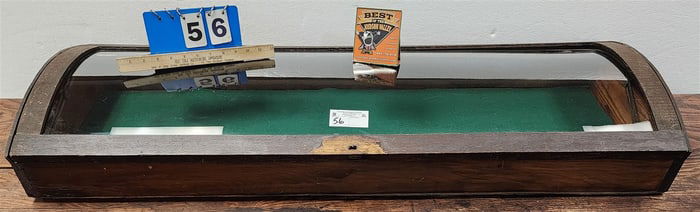 Oak Curved Glass Table Top Showcase 6 1/2"H X 47 1/2"W X 16 1/4"D