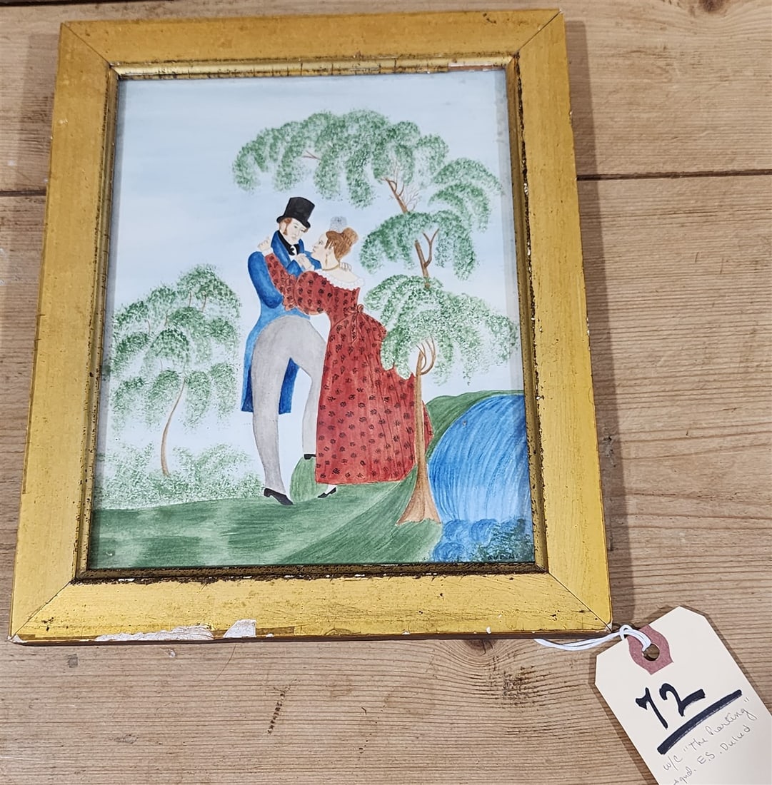 Framed W/C "The Parting" Sgnd E.S. Dulud 8 1/4" X 6 1/4" (1 of 3)