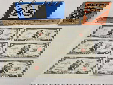 Lot 6 US $2 Bills- 2-1953, 2-1953A, 2-1953C