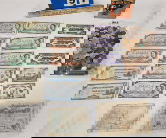 Lot Foreign Coins + Currency