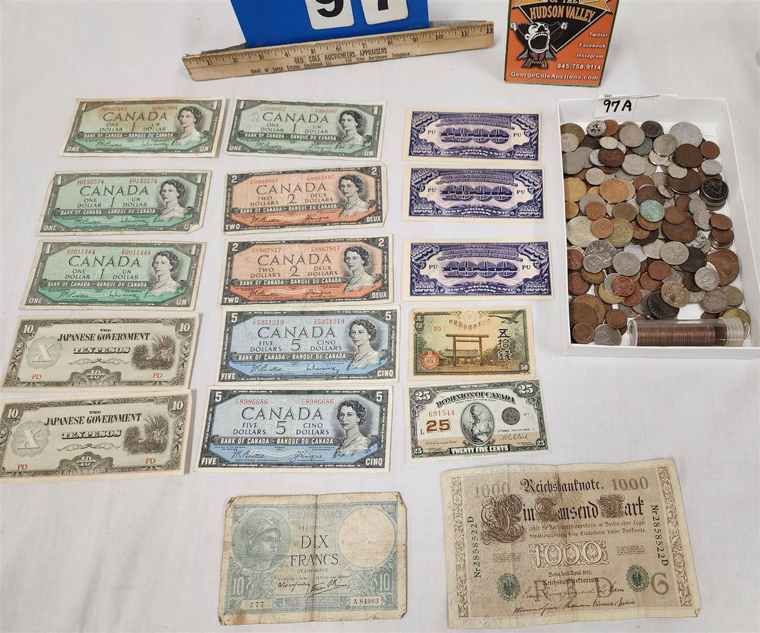 Lot Foreign Coins + Currency (1 of 1)