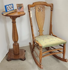 Oak Pedestal 30"H X 13"Diam + Rocker