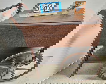 Oak Drop Leaf Tea Cart 29"H X 29"W X 17"D