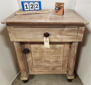 19th C Pine 1 Drawerr Over 1 Door Stand