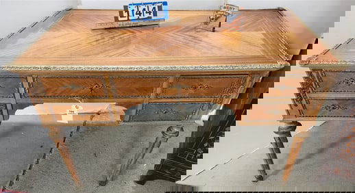 Mahog 5 Drawer Desk W/ Ormolu Mounts 30 1/2" X 49 1/2" X 28"D