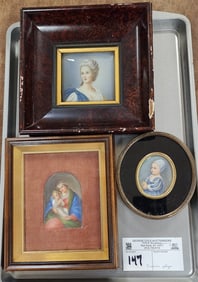 Tray 3 Framed Mini Ptgs 2 1/2" X 2 3/4" W/ Frame 6 1/4" X 6 1/4",  2 3/4"X 2" W/ Frame 6 1/2" X 5