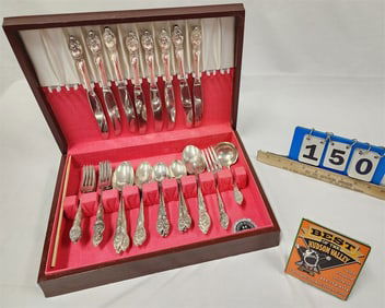Bx'd 36 Pc Westmorland Sterling "Enchanting Orchid Flatware 39.08 Ozt.- Weight does not include kniv