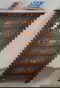 19th C Dutch Marquetry 6 Drawer Chest 51 1/2"H X 27 3/4"W X 17"D