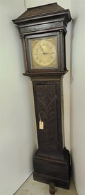 18th  C Joseph Kember Shaw Oak Tall Case Clock 83"H X 22"W X 11 3/4"D