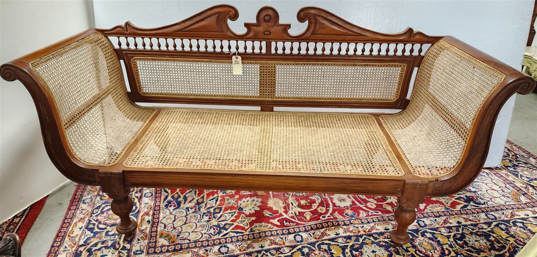 Indo Teak Frame Wicker Back + Seat Sofa 36"H X  6'2"W X 25 3/4"D (1 of 3)