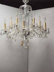 Crystal 12 Arm Chandelier 32"H X 30" Diam