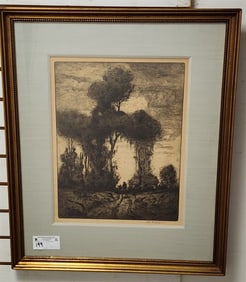Framed Etching Landscape Pencil Sgnd Charles W. Dahlgreen 17 1/2" X 13 1/2"