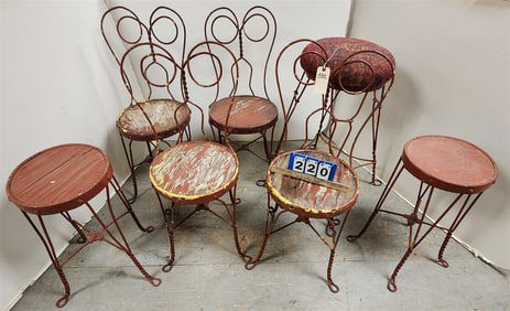 7 Pc Wrought- 4 Chairs + 2 Stools 22 1/2"H + Table Base 28 1/2"H