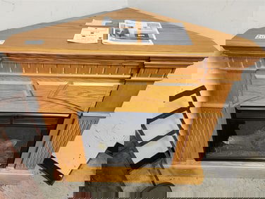 Corner Oak Regency Fireplace Elec Heater 40 1/2"H X 42"W X 26"D