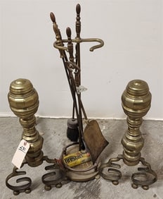 Pr Brass Andirons 20 1/2"