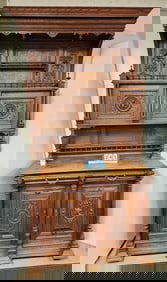 19th C Oak Court Cupboard 8'6 1/2"H X 54 1/2"W X 23"D