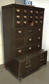 Vintage Remington Rand Wooden File Cabinet 56 1/2'H X 33"W X 24"D One Drawer Missing