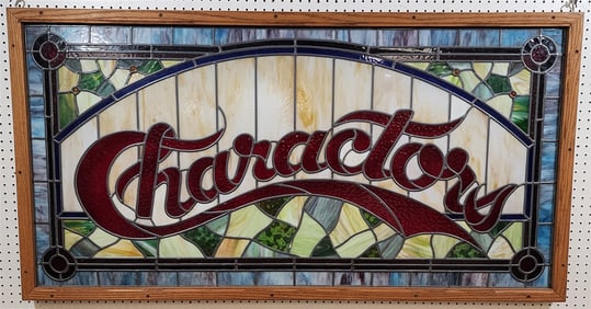 Leaded Glass Panel Characters 32 1/2"H X 62 1/2"W