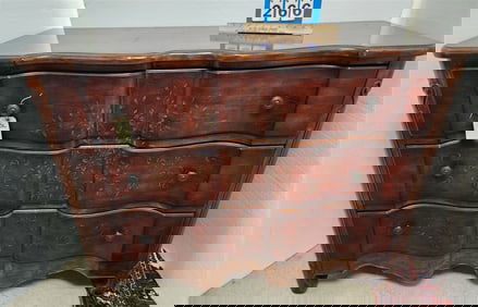 Stenciled Mahog 3 Drawer Chest 38"H X 49"W X 19 3/4"D