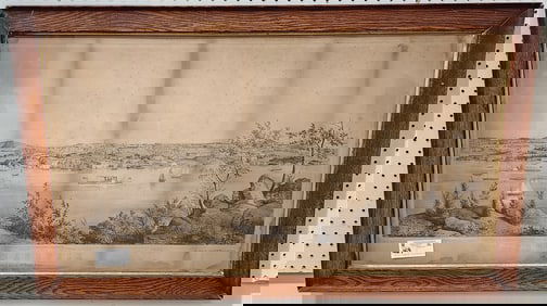 Framed 1852 Litho Poughkeepsie Endicott + Co 20" X 36" W/ Framed 24" X 40"