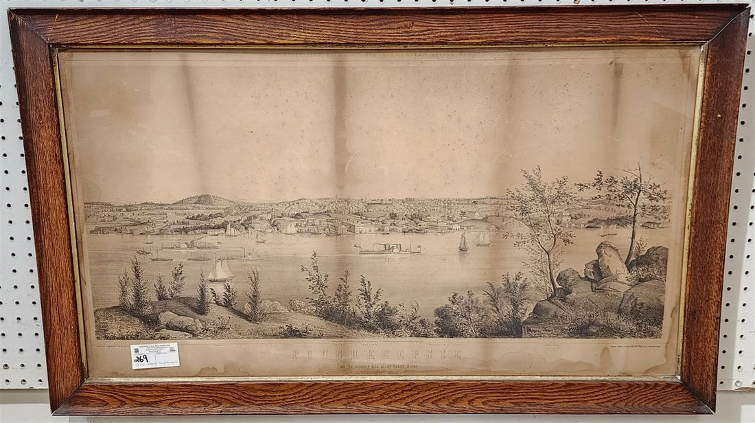 Framed 1852 Litho Poughkeepsie Endicott + Co 20" X 36" W/ Framed 24" X 40" (1 of 2)