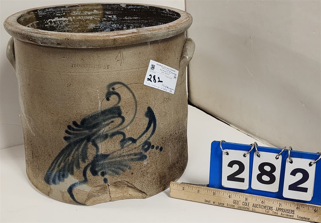 Redinger + Caire Poughkeepsie, NY Blue Dec Crock 4 Gal (1 of 3)