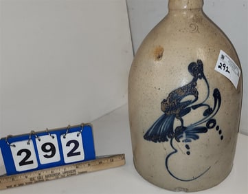 2 gallon jug w/blue decor - Missing handle