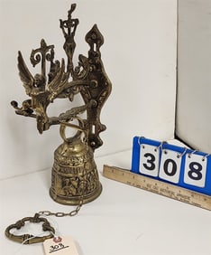 Brass Wall Bell 14 1/2"H X 7"W X 6 1/2"D