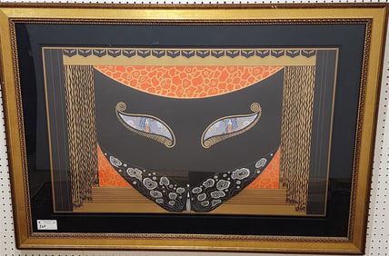 Framed Erte Seriograph "Eyes Of Jealousy" 24 1/2" X 39 1/2" W/ Frame 36" X 51"