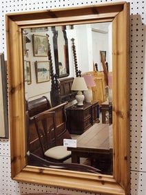 Pine Framed Bevelled Mirror 35 1/2" X 25 1/2"